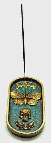 Incense Burner Resin Moth Skull