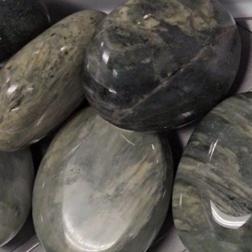 Jasper Green Hair Palm Stone 1.5"-1.75"
