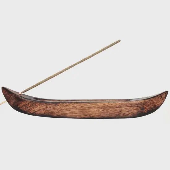 Incense Burner Wood Canoe Shaped
