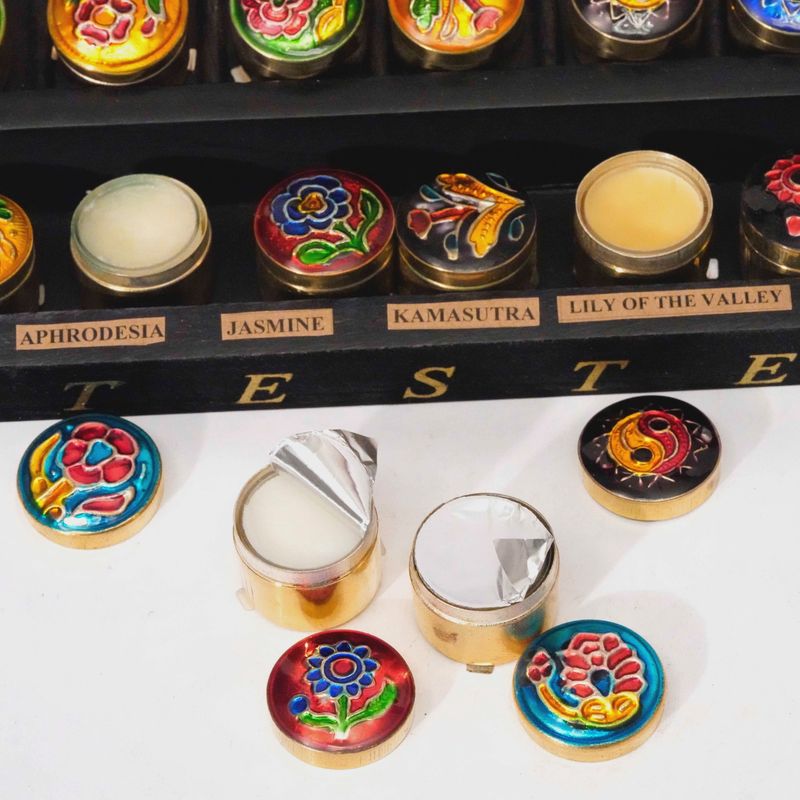 Perfume Solid Natural in Cloisonne brass tin jar