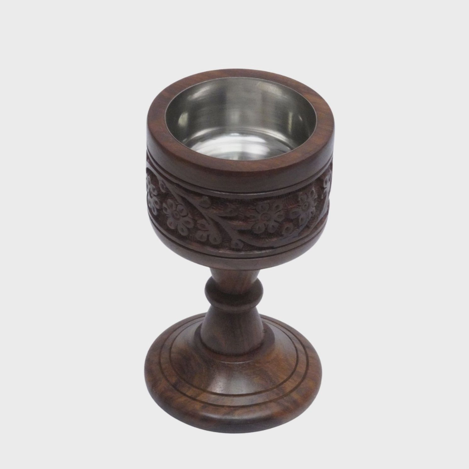 Resin Charcoal Burner Wood on Pedestal
