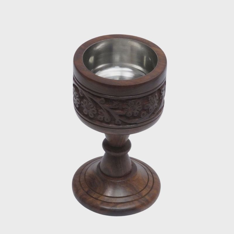 Resin Charcoal Burner Wood on Pedestal