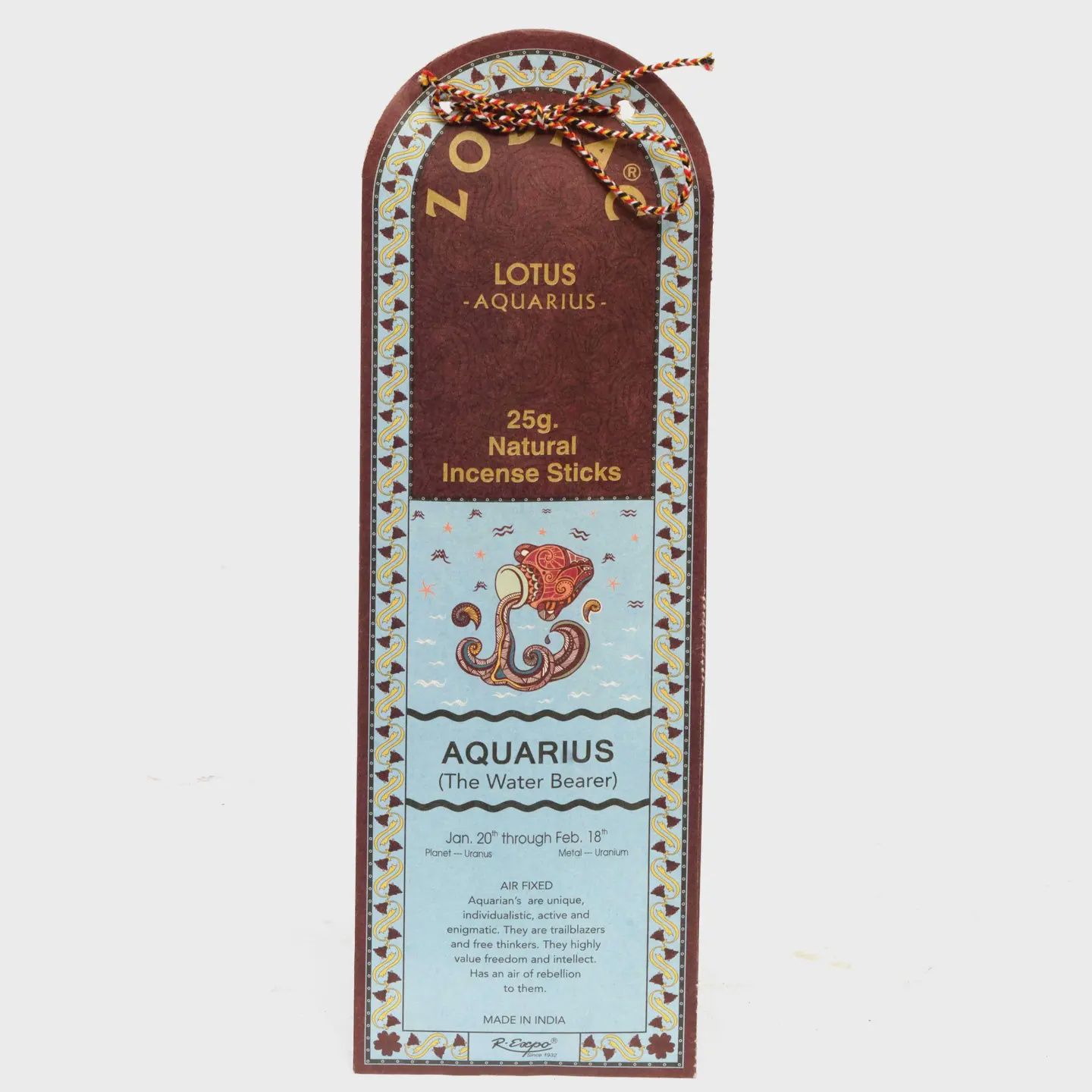 Zodiac Incense Sticks 25G, Scent: Aquarius - Lotus