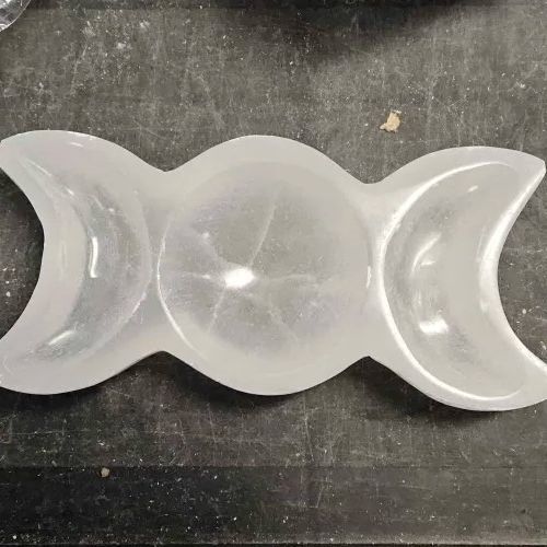 Selenite Triple Moon Bowl 8&quot;-8.5&quot;