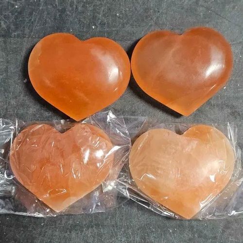 Selenite Peach Heart 2.5&quot;