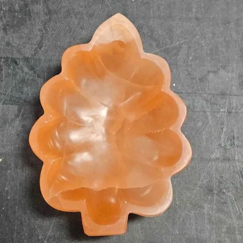 Selenite Pink Leaf Bowl 7&quot;