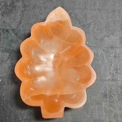 Selenite Pink Leaf Bowl 7"