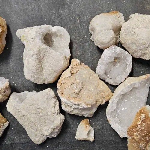 Calcite White Cluster Geode Halves