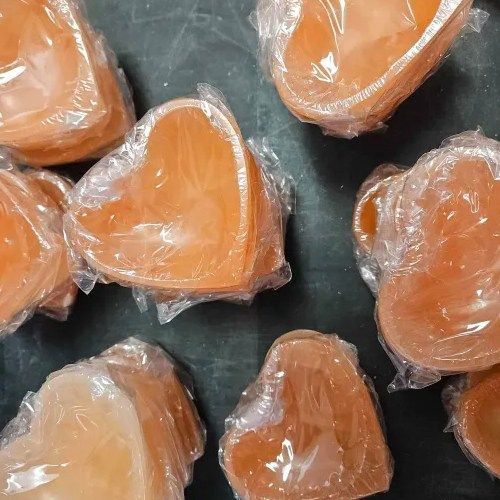 Selenite Peach Heart 4&quot;