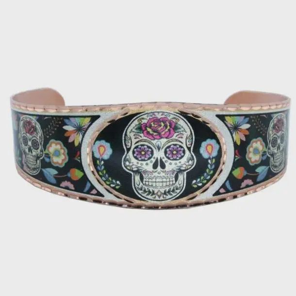 Bracelet Copper Cuff Day of the Dead