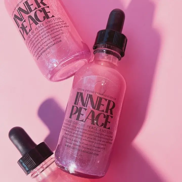 Body Oil Crystal Infused - Inner Peace, Size: 1 oz