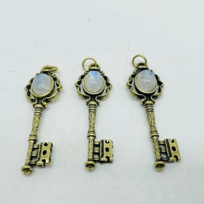 Key Metal Pendant w/ Gemstone - Select