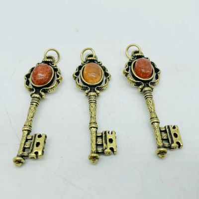 Key Metal Pendant w/ Gemstone - Select