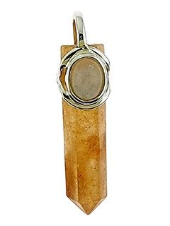 Pendant SS Golden Quartz &amp; Moonstone Point