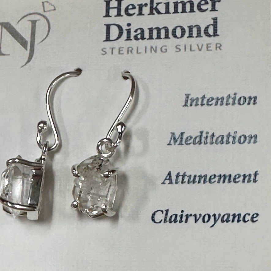 Earrings SS Herkimer Diamond drops w/wires