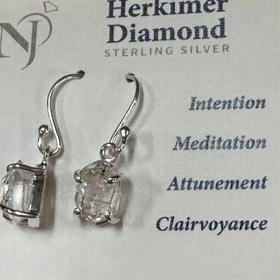Earrings SS Herkimer Diamond drops w/wires