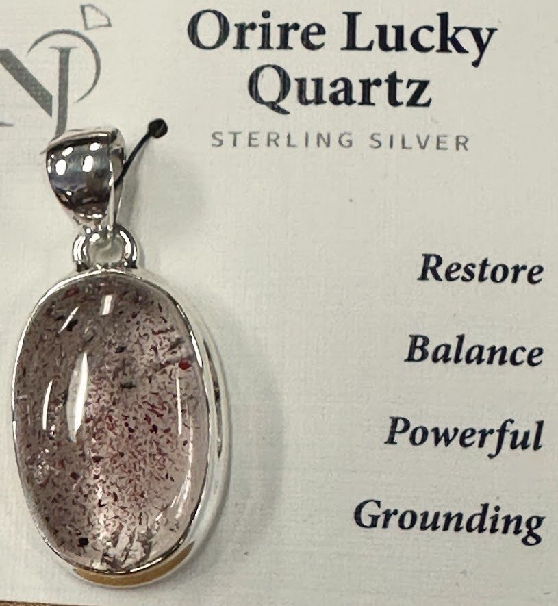 Pendant SS Orire Lucky Quartz 1" Oval