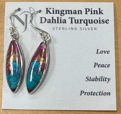 Earrings SS Kingman Pink Dahlia Turquoise