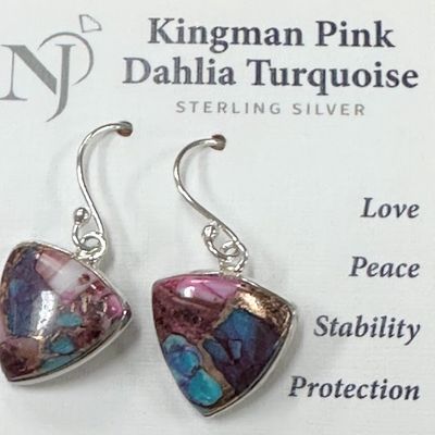 Earrings SS Kingman Pink Dahlia Turquoise