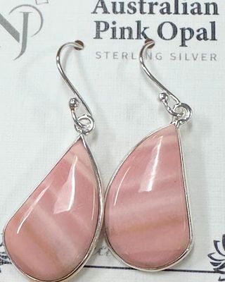 Earrings SS Pink Australian Opal w/ wires