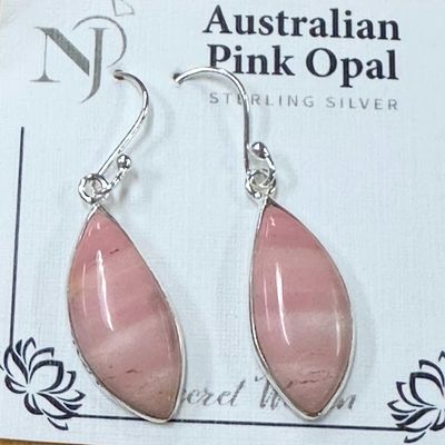 Earrings SS Pink Australian Opal w/ wires