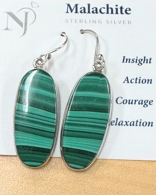 Earrings SS Malachite w/ wires