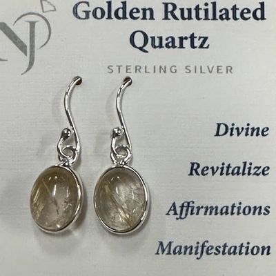 Earrings SS Golden Rutilated Quartz w/ wires