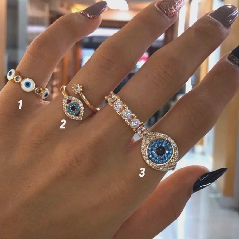 Ring Evil Eye Adjustable Select