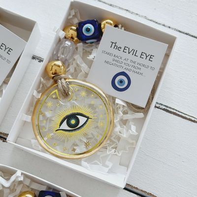 Evil Eye Wall Hanging Gold Toned Boxed