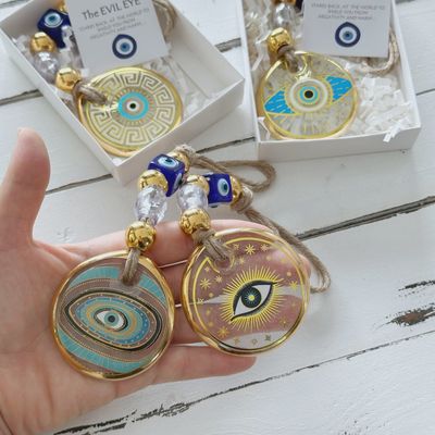 Evil Eye Wall Hanging Gold Toned Boxed