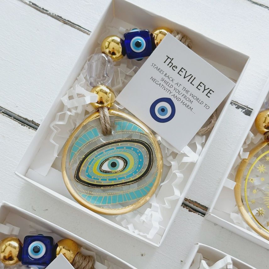 Evil Eye Wall Hanging Gold Toned Boxed, Style: Style 1