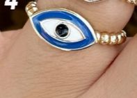 Ring Evil Eye Adjustable Gold Tone