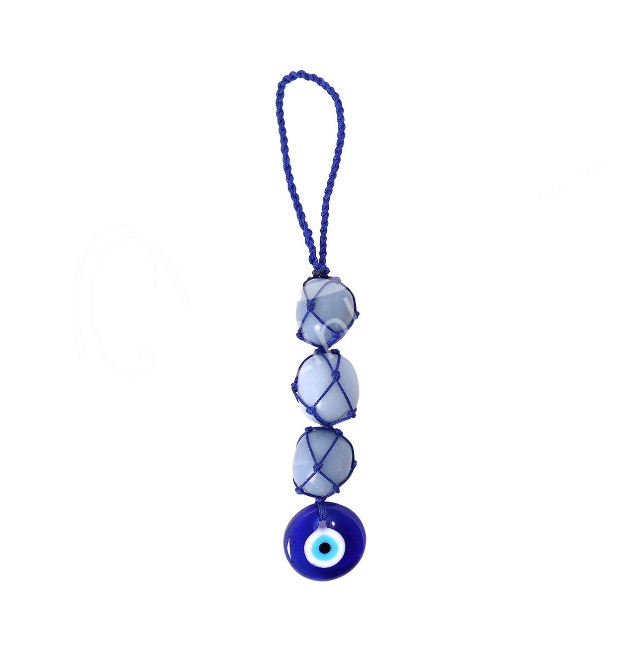 Evil Eye Hanging Cord 8-9" Select Stone, Type: Angelite