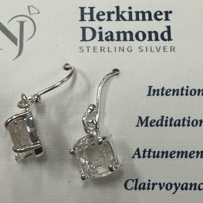 Earrings SS Herkimer Diamond drops w/wires