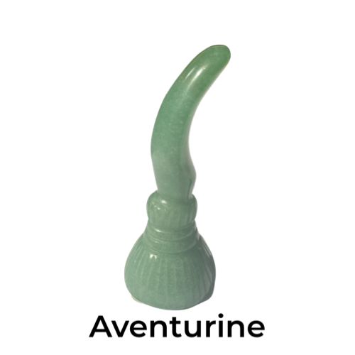 Witch Broom Gemstone Carving 3" Select Type, Type: Aventurine Green