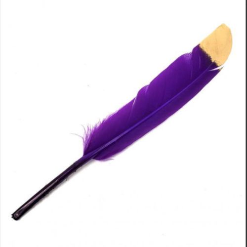 Feathers Dyed with Gold Tip 5-6", Color: Amethyst