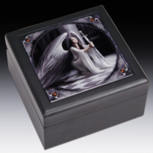 Box Wood Black w/ Art Tile 5"x5", Style: Blessing