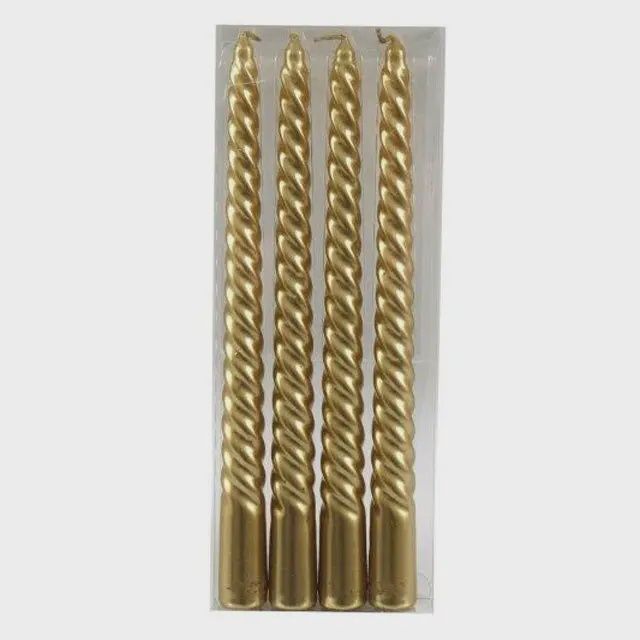 Candle Taper Metallic Asst. styles, Style: Spiral Gold