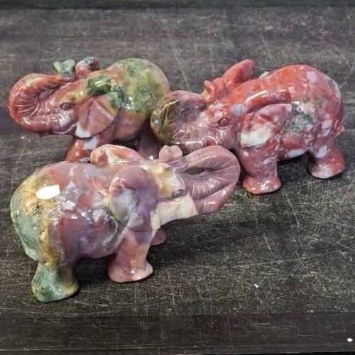 Jasper Ocean Elephant Gemstone Carving 4.5"x3" - Select weight, Type: 462 - 490g