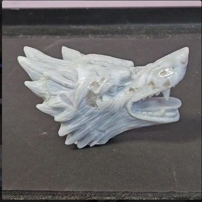 Agate Wolf Head Gemstone Carving - Select