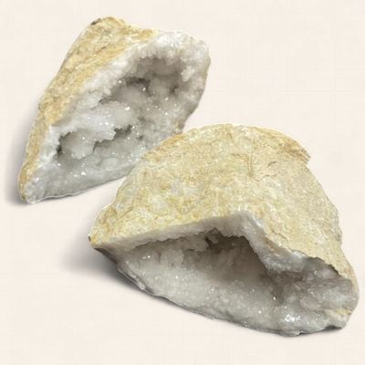 Calcite White Cluster Geode Pairs 3.5"-5.5"