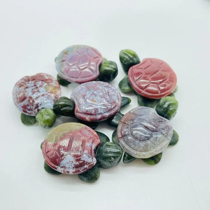 Turtle Gemstone Carving  Turtle Body is Tree Jasper Select Shell -, Type: Ocean Jasper