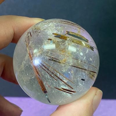 Quartz Clear w/ Tourmaline Included High Quality Sphere - Select