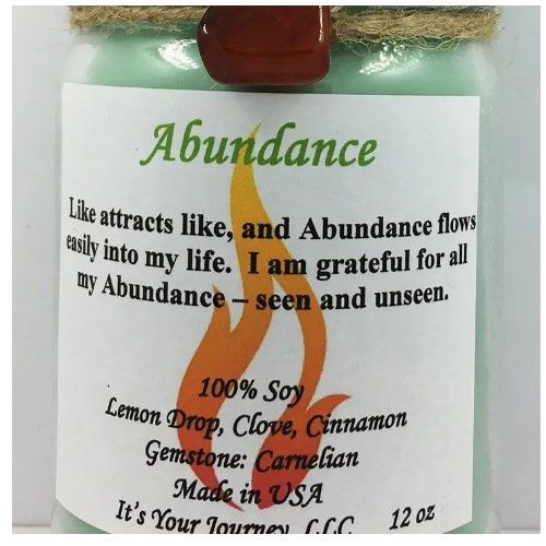 Candle Glass Jar Intentions 12oz, Scent: Abundance