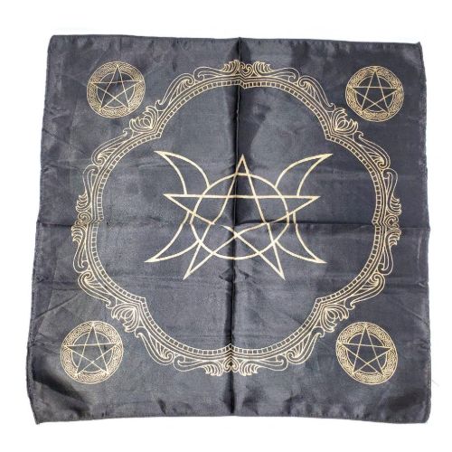 Altar Cloth Triple Moon Pentagram Gold/Black 21x21'