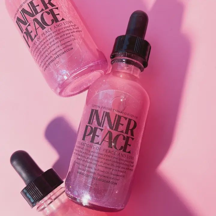 Body Oil - Crystal Infused - Inner Peace, Size: 1 oz