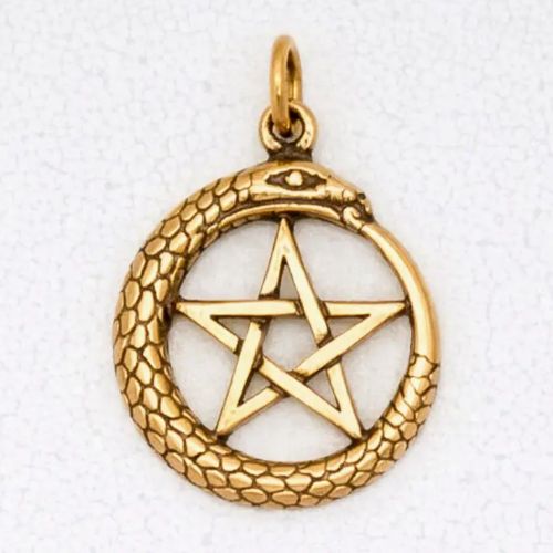 Bronze Pendant Ouroboros with Pentacle