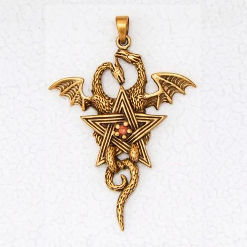 Bronze Pendant Pentacle of the Dragons