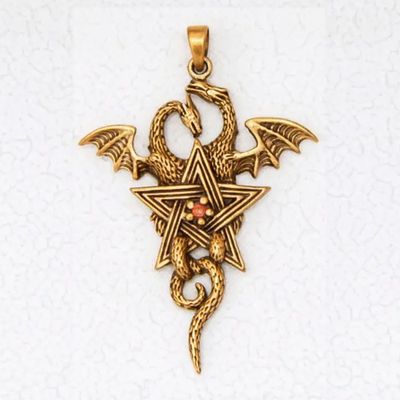 Bronze Pendant Pentacle of the Dragons