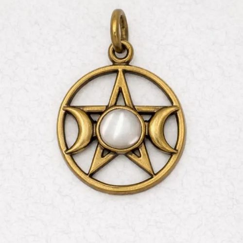 Bronze Pendant Mother of the Pearl Inlay